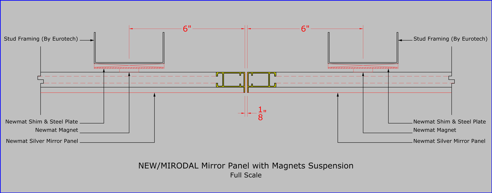 Mirror Panel with Magnets Suspension