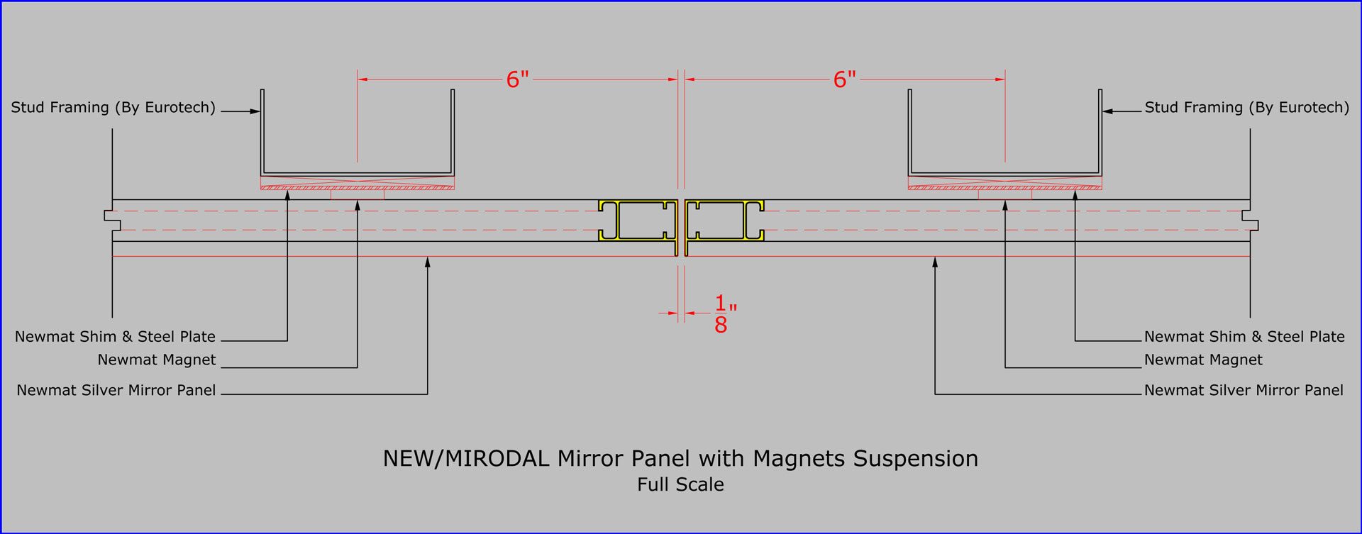 Mirror Panel With Magnets Suspension Newmat Stretch Ceiling