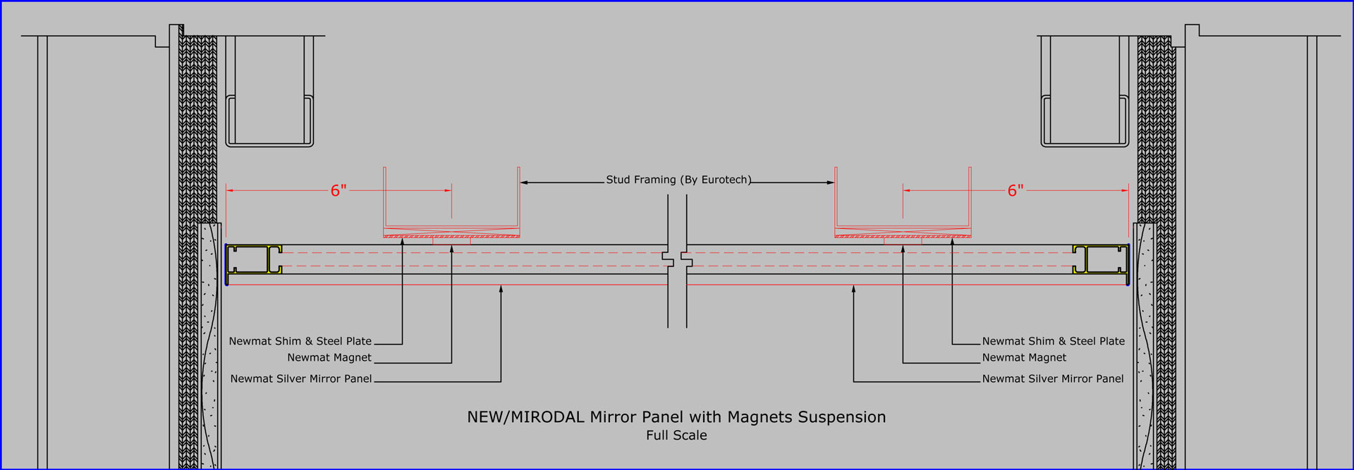 Mirror Panel with Magnets Suspension