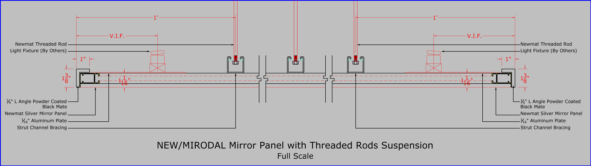 Mirror Panel with Threaded Rods Suspension