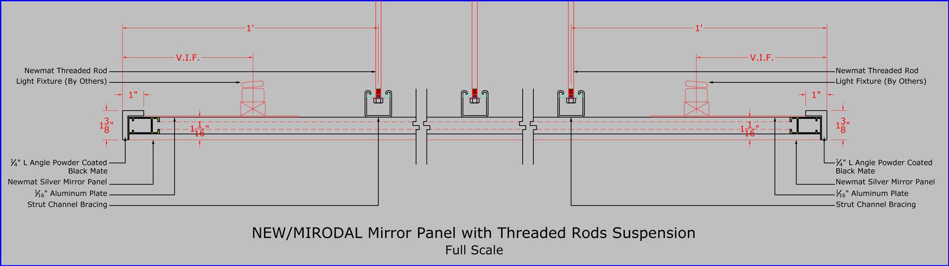 Mirror Panel With Threaded Rods Suspension Newmat Stretch